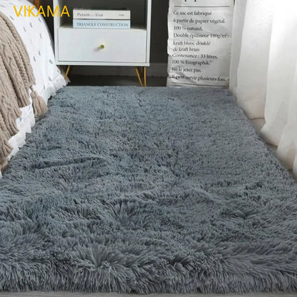 VIKAMA Silk Wool Solid Color Rug – Soft, Non-Slip, Washable Mat for Living Room, Bedroom, Bedside & Sofa – Light Luxury, Dirt-Resistant