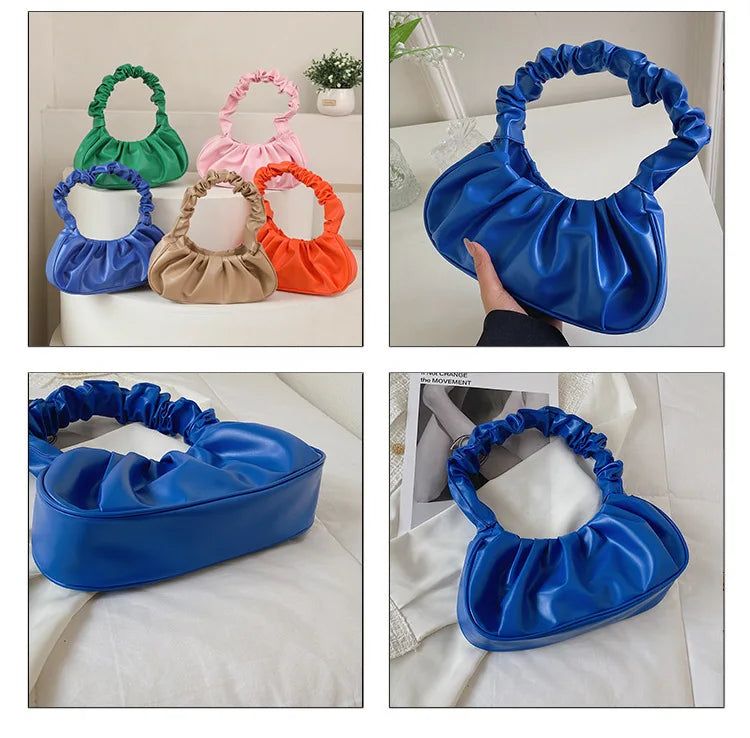 Fashion Pleated Cloud Handbag for Women – PU Leather Shoulder Bag, Casual Armpit Bag & Shopping Tote
