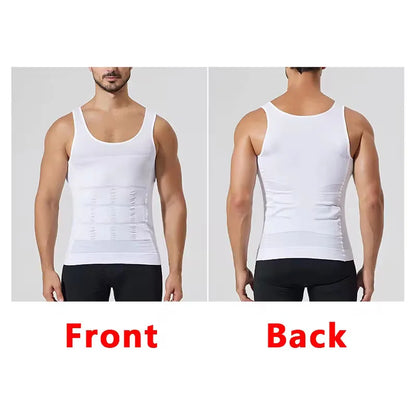 YBFDO Men's Slimming Body Shaper Compression Vest - Seamless Waist Trainer Tank Top for Weight Loss and Belly Control