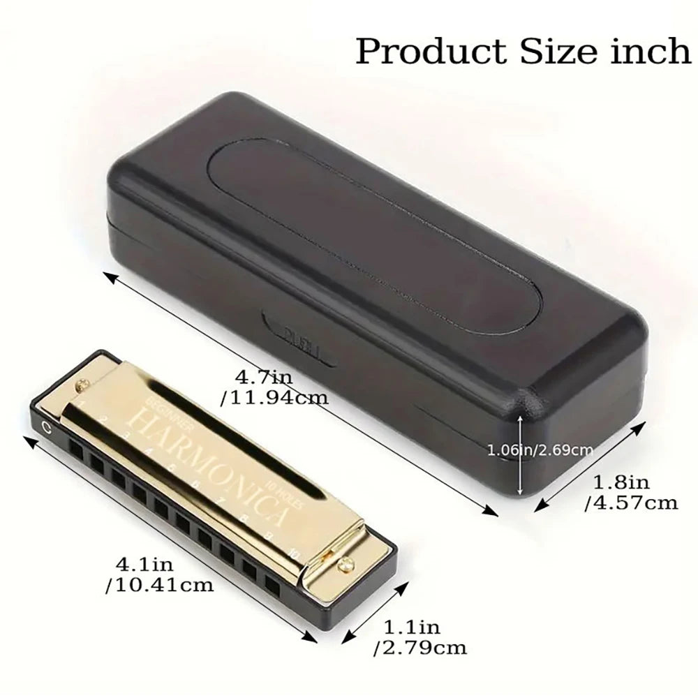 10-Hole C Diatonic Harmonica - Phosphor Bronze Beginner Mouth Organ with Case Kit