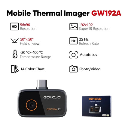512×384 Thermal Camera Imager - 256×192 IR Resolution Phone Thermal Camera for iPhone 17/16/15 & Android Devices