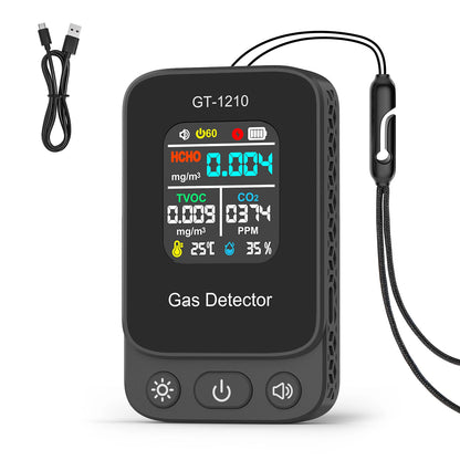 5-in-1 Air Quality Monitor - CO2 HCHO TVOC Gas Detector with Temperature & Humidity Meter Sensor