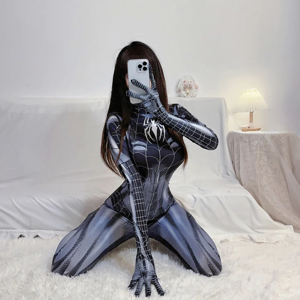 Spider-Man Women’s Cosplay Costume – Superhero Bodysuit, Avengers Venom Spandex Suit with Corset for Girls