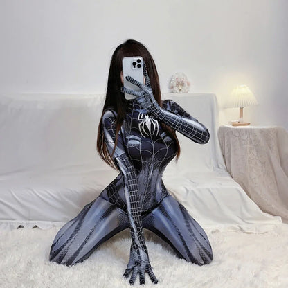 Spider-Man Women’s Cosplay Costume – Superhero Bodysuit, Avengers Venom Spandex Suit with Corset for Girls