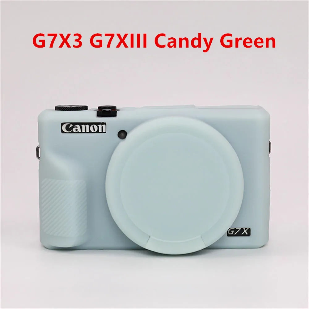 Canon G7X Silicone Camera Case - Soft Rubber Shockproof Body Cover with Lens Cap for G7X Mark II III G7XII G7X2 G7XIII G7X3