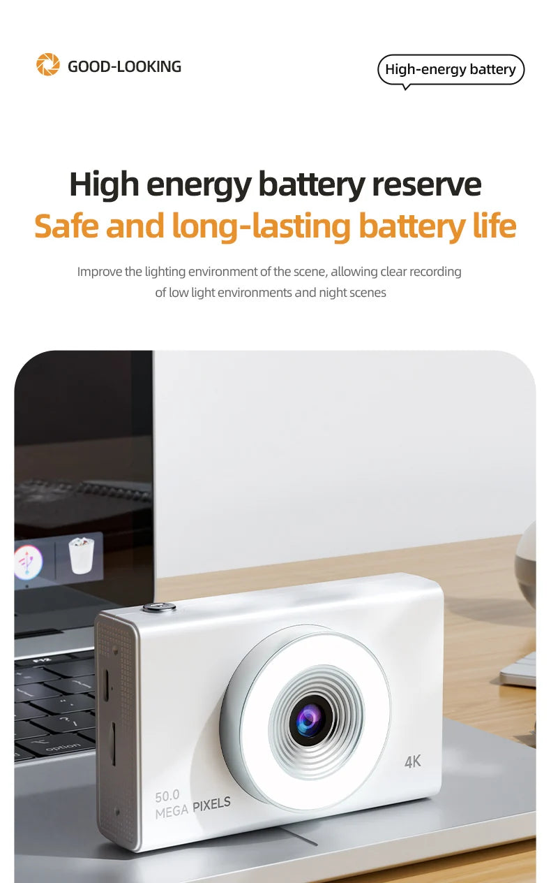 Xiaomi 4K Digital Camera – 50MP Autofocus Portable Retro Camera, CCD Travel & Student Camera