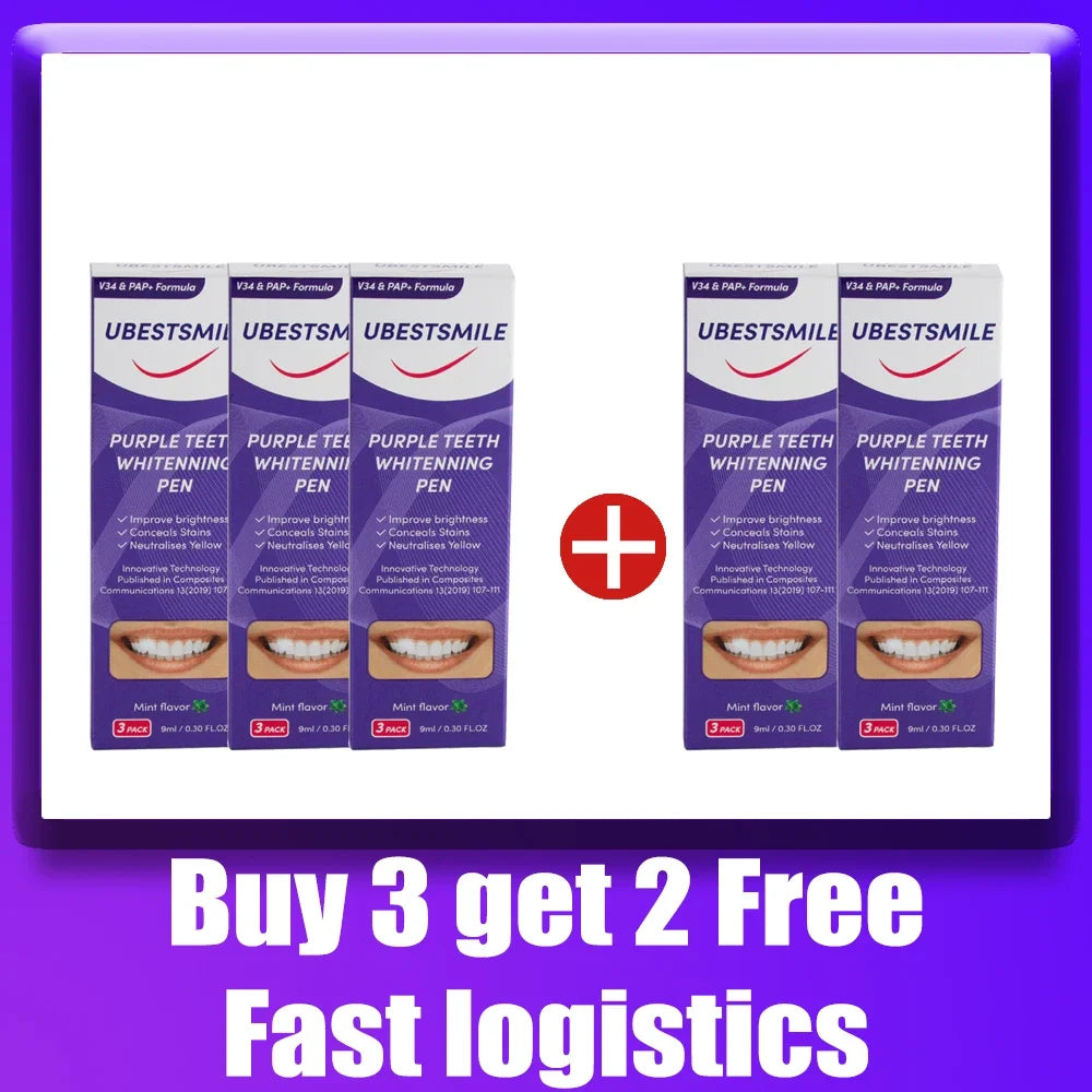 Purple Teeth Whitening Pen - Stain Removal Toothpaste Treatment for a Brighter Smile & Fresh Oral Care