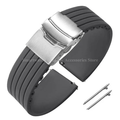 Quick Release Silicone Watch Strap 18–24mm – Sport Rubber Band for Huawei Watch GT2/3/4, Omega, Seiko, Fossil