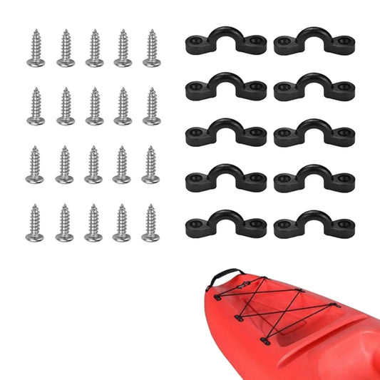 10Pcs Kayak Pad Eye Anchor Hardware – C-Type Pull Handle Buckle Eyelets with Screws for Canoes & Boats