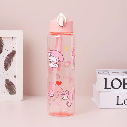 Kuromi Water Cup with Straw — Large Capacity Cute Cartoon Print Bottle, Unique Aesthetic Design for Office, Home, or Gift