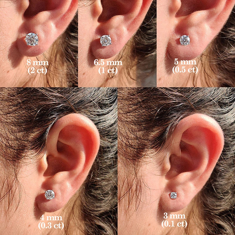 Real Moissanite Diamond Stud Earrings 0.1–3CT – S925 Silver, Platinum Plated Wedding & Bridal Jewelry, GRA Certified