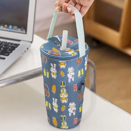 Portable Milk Tea Tote Bag – Insulated Heat Preservation Cup Carrier, Handbag for Drinks, Umbrella, and Camping Accessories