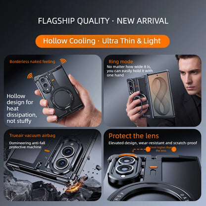 Samsung Galaxy Z Fold 8 Frameless Aluminum Case - 360° Rotating Magnetic Stand Minimalist Full-Cover Phone Shell