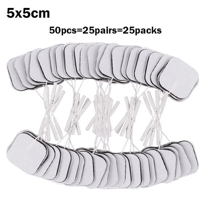 100/50pcs 5x5cm Muscle Stimulator Electrode Pads – Self-Adhesive Non-Woven Replacement for TENS Therapy Machines