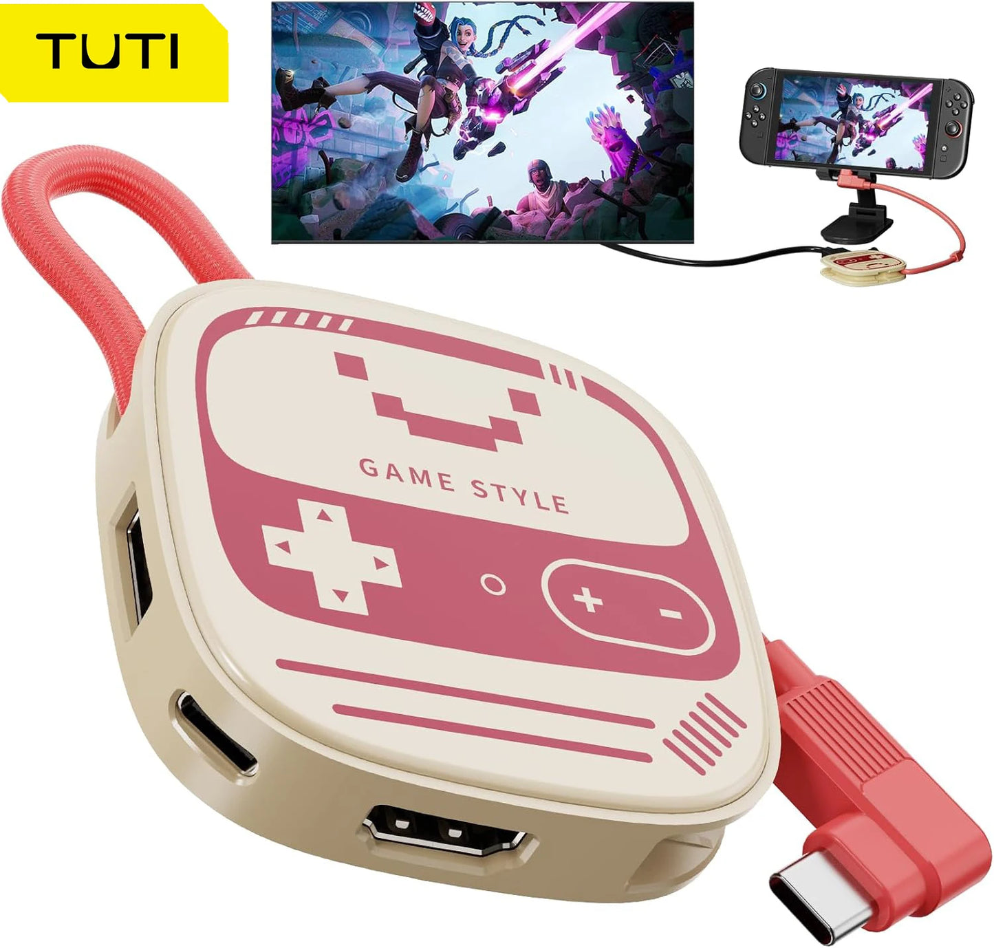Switch 2 HDMI 4K@60Hz USB 3.0 100W PD – TV & Desktop Mode Adapter for Laptops, Tablets, Smartphones, Game Consoles