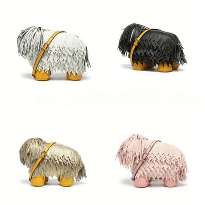 Women’s Luxury Designer PU Leather Crossbody Wallet – Cute Dog-Shaped Evening Handbag