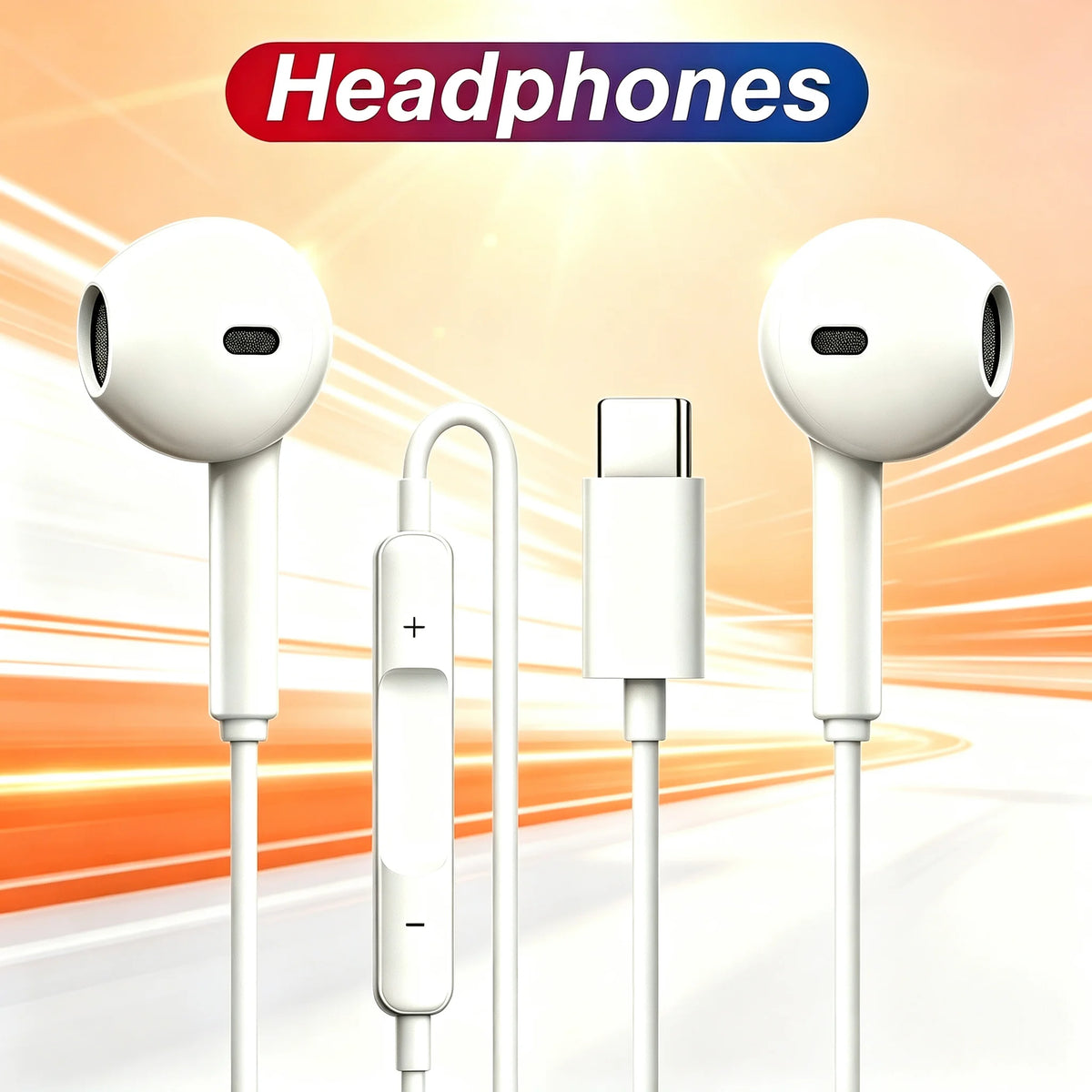 USB-C Wired Earphones with Microphone - In-Ear Headphones for iPhone 15/16, Xiaomi, Redmi, Huawei, Samsung, and Laptops