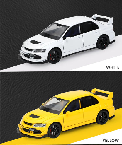 JDM 1:32 Mitsubishi Lancer Evolution IX — Diecast Metal Alloy Racing Car Model with Sound & Light, Right Rudder Gift