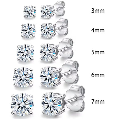 Real Moissanite Diamond Stud Earrings 0.1–3CT – S925 Silver, Platinum Plated Wedding & Bridal Jewelry, GRA Certified