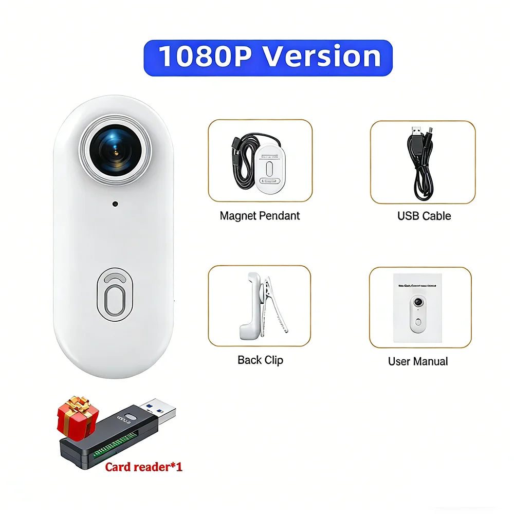 Mini 1080P/4K Magnetic POV Camera - Pocket Vlog Body Chest Recorder with WiFi, Waterproof Design for Sports, Cycling and Helmet Use