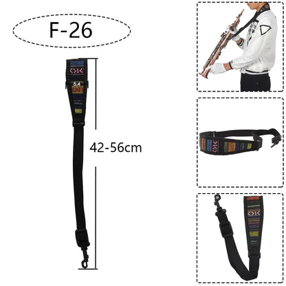 Saxophone Neck Strap - Adjustable Leather Universal Fit for Soprano, Alto, Tenor Sax with Secure Closed Hooks
