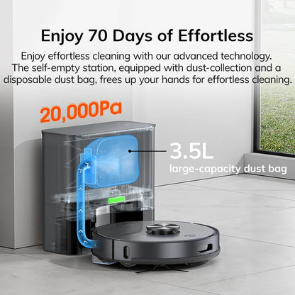 ILIFE T20S LDS Robot Vacuum Cleaner – 5000Pa, Auto Empty Dock, 60-Day Hands-Off Cleaning, Wet/Dry Sweeping & Mopping