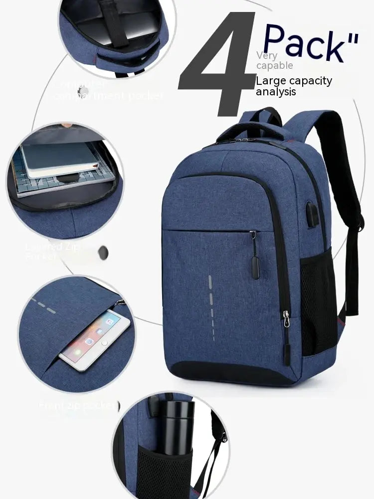 Men’s Large Capacity Backpack — Simple Fashion Travel & Student Laptop Bag