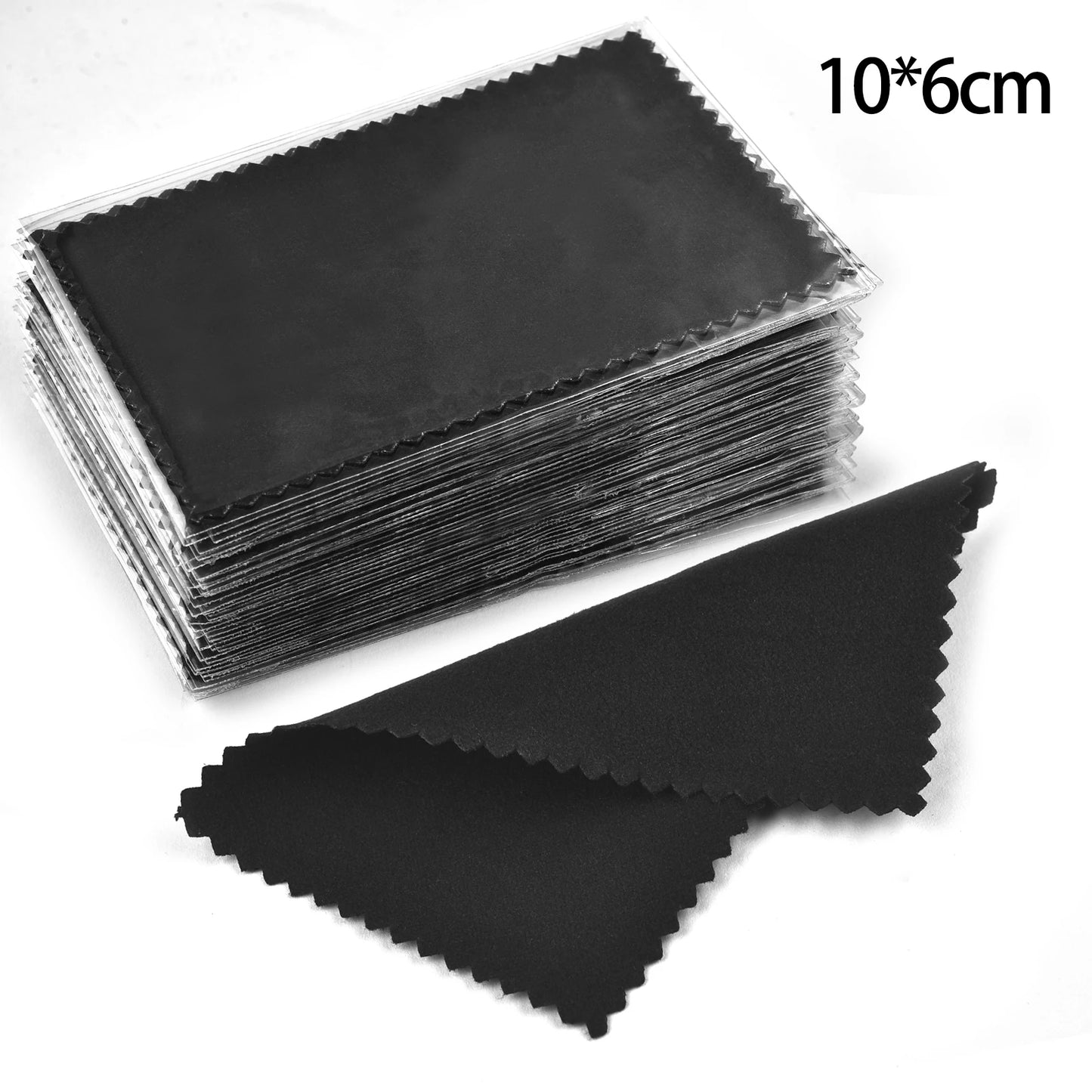 50pcs Silver Polishing Cloths 10x6.5cm & 8x8cm – Soft Cleaning Wipes for Necklaces, Rings & Jewelry Care