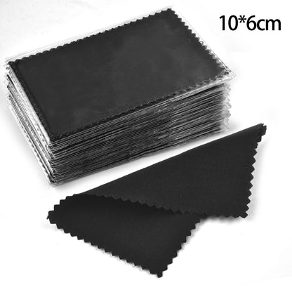 50pcs Silver Polishing Cloths 10x6.5cm & 8x8cm – Soft Cleaning Wipes for Necklaces, Rings & Jewelry Care