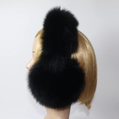 Real Fox & Raccoon Fur Earmuffs – Warm Winter Ear Warmer for Women and Girls, Plush Genuine Fur Accessory