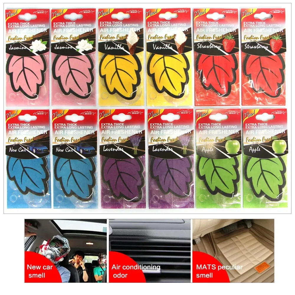 3-60PCS Car Air Fresheners — Natural Scented Tea Paper, Vanilla Fragrance, Leaf-Shaped Auto Interior Accessories