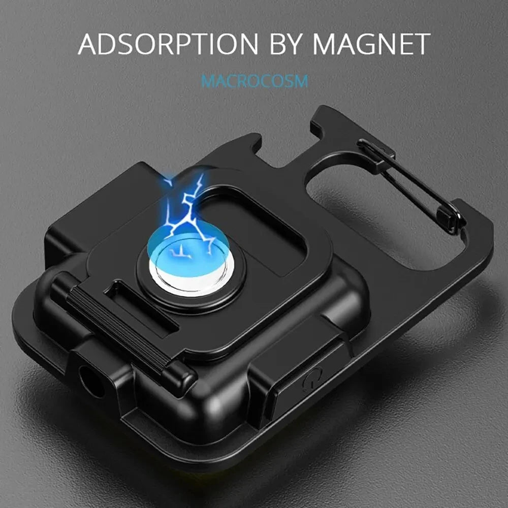 Super Bright Mini COB Keychain Flashlight - USB Rechargeable Magnetic Pocket Work Light for Camping & Fishing