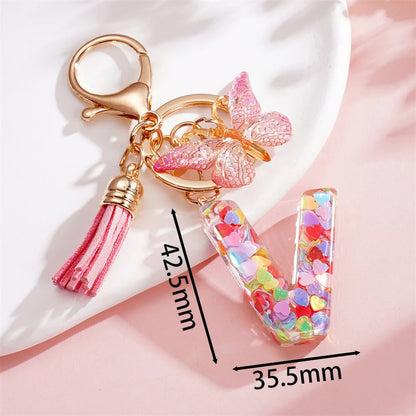 A-Z Letter Pendant Keychain - Tassel Key Ring Charm for Women & DIY Jewelry Making