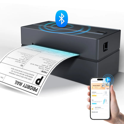 Portable 4x6 Thermal Label Printer - 203DPI Bluetooth USB No-Ink Shipping & Airway Bill Printer