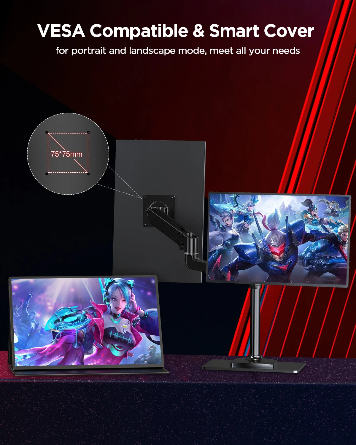 UPERFECT 16-Inch 2K Portable Monitor — 2560x1600, 16:10, 120Hz Gaming Display with 100% sRGB & 500Cd/m² for Xbox, PS5, Switch, Laptop & Mac