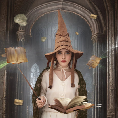 Fashion Witch & Wizard Sorting Hat – Leather Halloween Party Cosplay Accessory for Men
