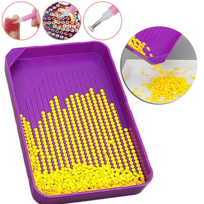 Large Capacity Diamond Painting Tray — Purple DIY Mosaic Art Craft Funnel Tool Accessory