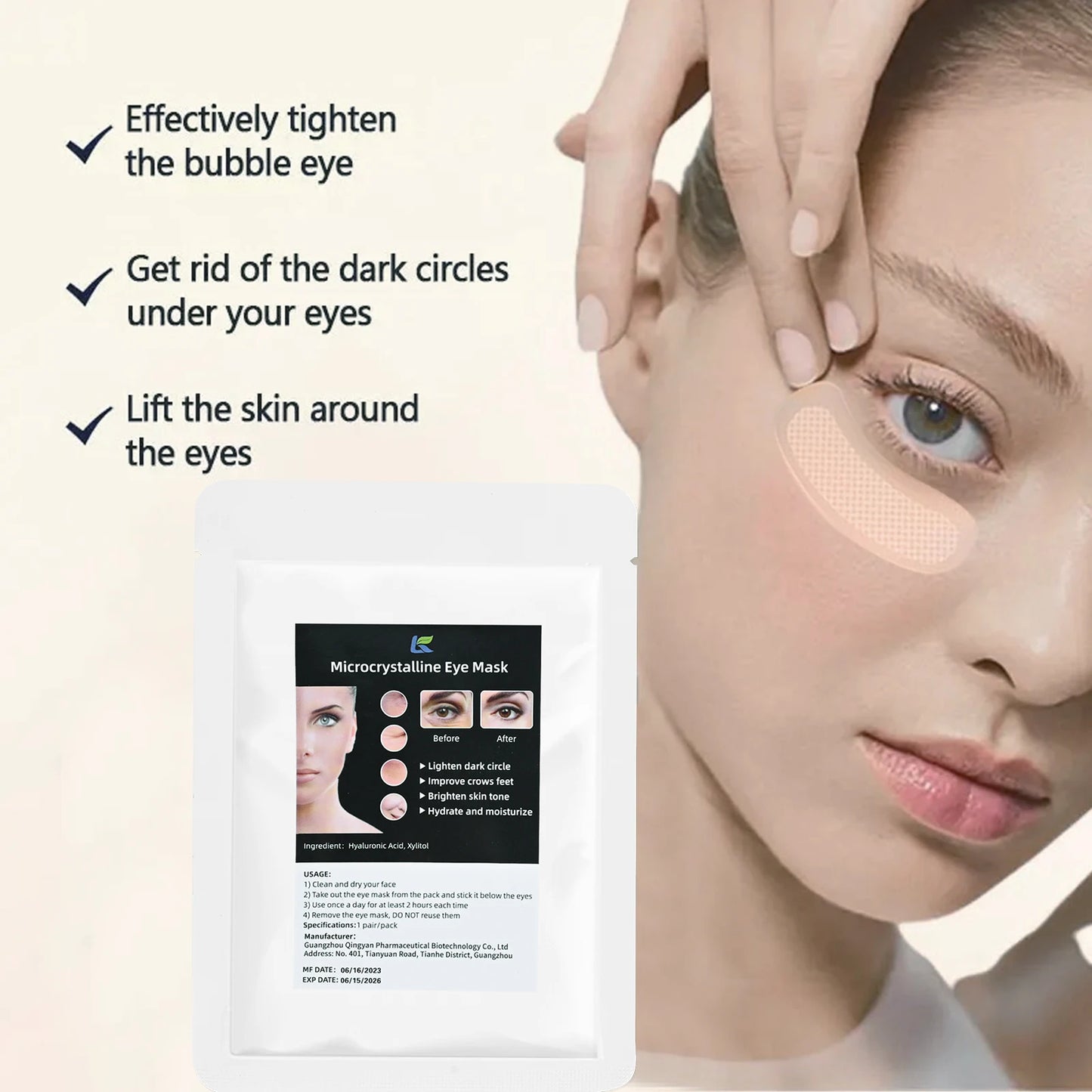 Micro-Needle Hyaluronic Acid Eye Patch – Anti-Wrinkle Moisturizing Eye Mask for Fine Lines Removal
