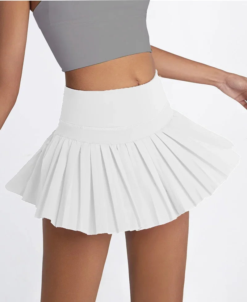 Women’s Cloud Rise High Waist Tennis Skort – Pleated Pocket Sports Skirt for Golf, Running & Gym XS-XXL