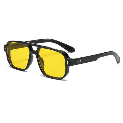 Retro Double Bridge Square Sunglasses — Luxury Fashion Rivet Design UV400 Shades for Men & Women
