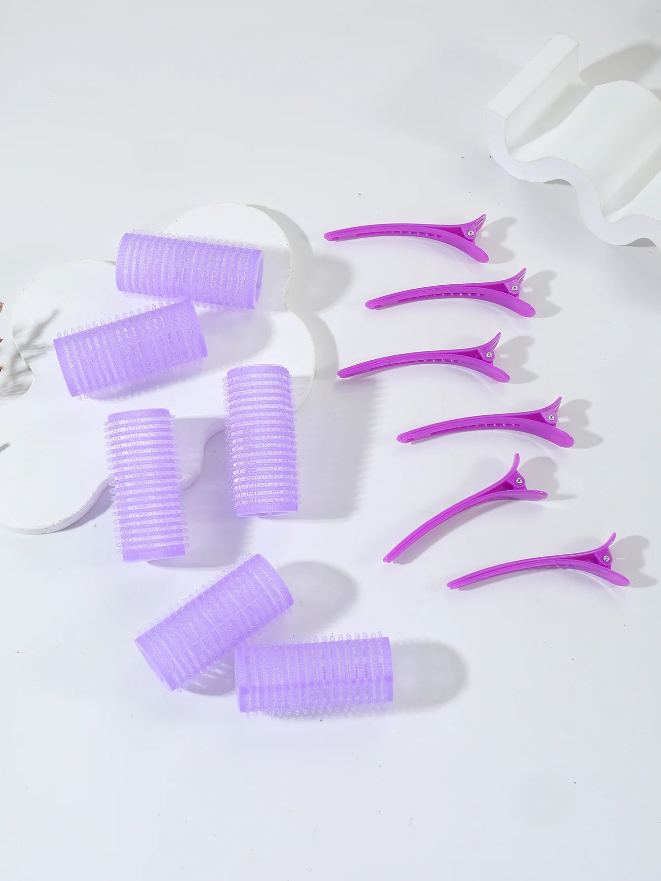 12pcs Air Bar Curling Iron Tube Set – Self-Adhesive Hair Rollers & Bangs Clips for Styling Real Hair & Wigs