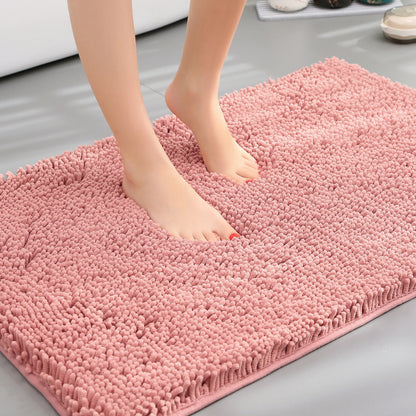 Chenille Long-Haired Bath Mat – Absorbent Bathroom Floor Mat for Tub, Living Room, and Entrance Foot Pad