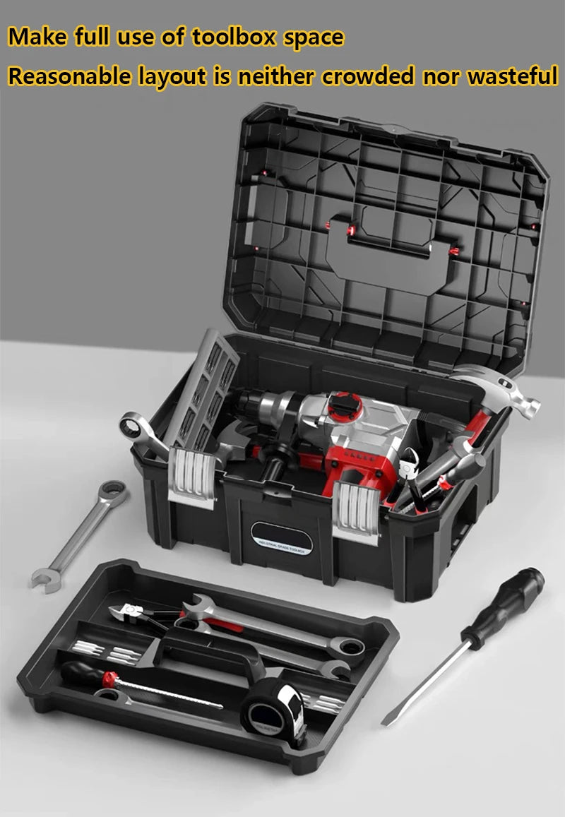 Large Portable Toolbox — Height-Adjustable Tool Organizer Suitcase for Garage, Workshop & Hardware Parts