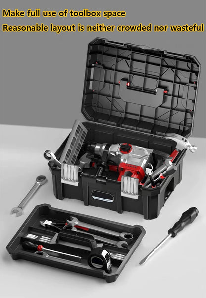 Large Portable Toolbox — Height-Adjustable Tool Organizer Suitcase for Garage, Workshop & Hardware Parts