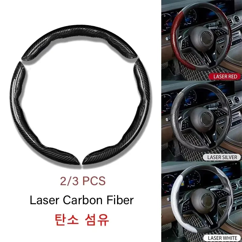 Carbon Fiber Silicone Steering Wheel Cover - Non-Slip Microfiber Leather Universal Car Wheel Protector 2/3PCS