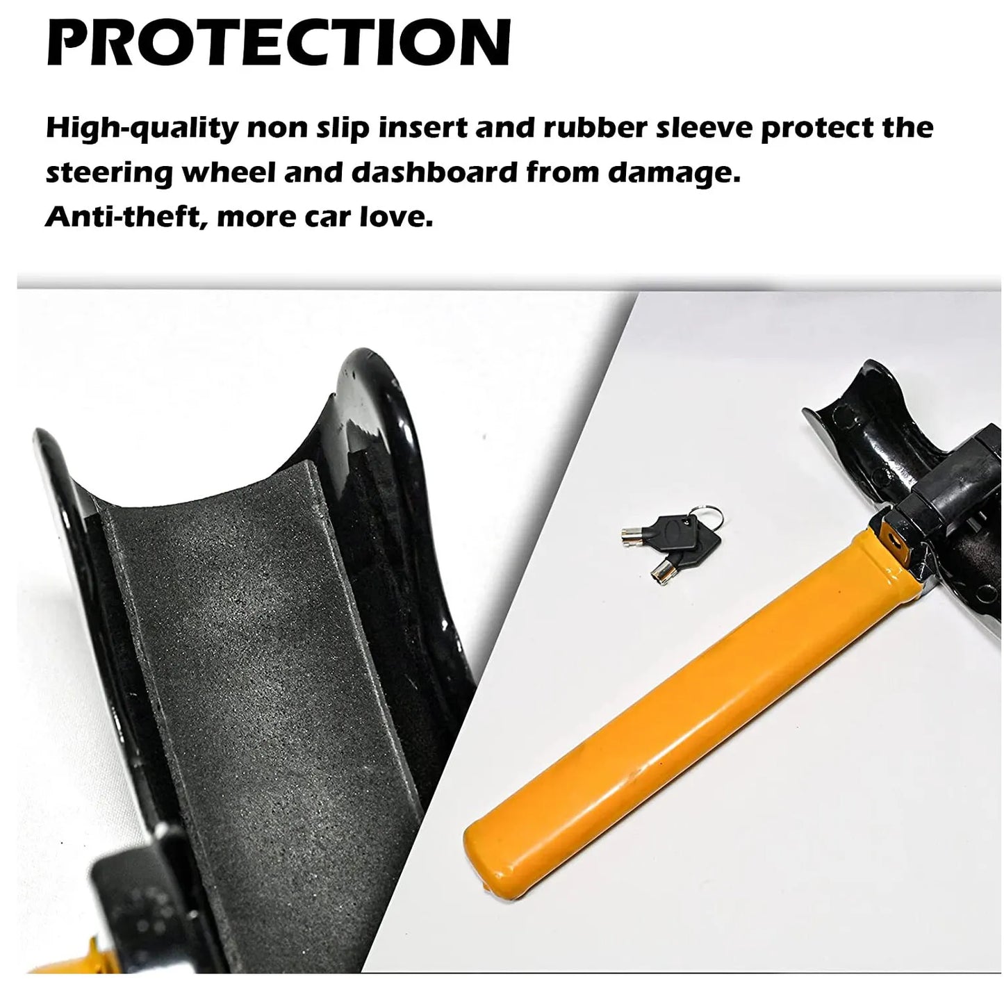 Universal Car Steering Wheel Lock | Maximum Security Anti-Theft T-Bar Immobilizer | Fits All Steering Wheels
