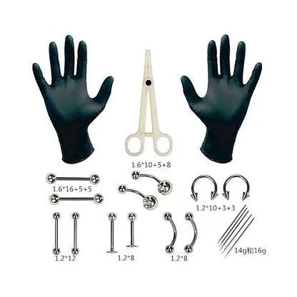 Disposable Body Piercing Tool Kit - Professional Piercing Needle & Clamp Set for Ear, Nose & Navel