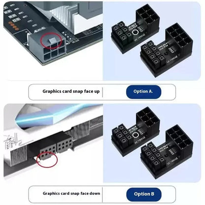 180° Rotating PCIe GPU Power Adapter Connector 6Pin/8Pin LDPCSJ Graphics Card PSU Elbow Steering Cable Adapter
