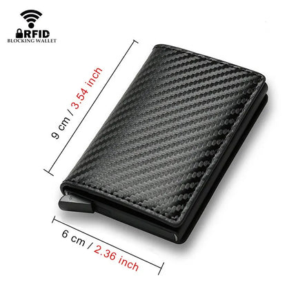 RFID Aluminum Men's Wallet - Carbon Fiber Business Slim Thin Smart Wallet Credit Cardholder Case with Note Holder