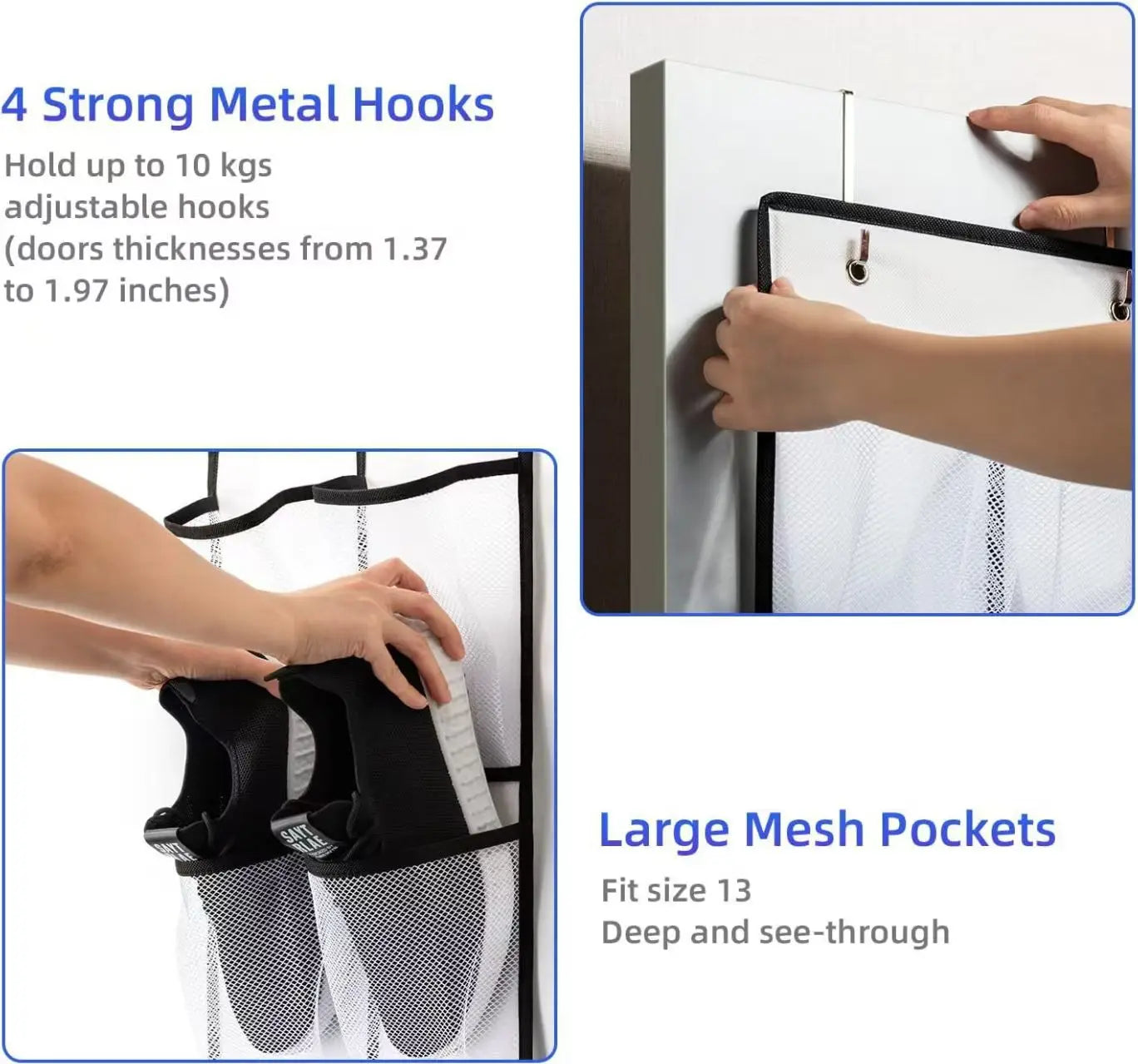 Over The Door Shoe Organizer - 12/14/24/28/35/40 Pocket Large Mesh Hanging Rack for Closet Shoe Storage